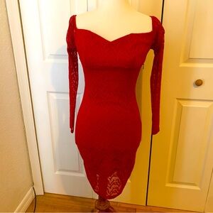 Bebe off the shoulder lace dress